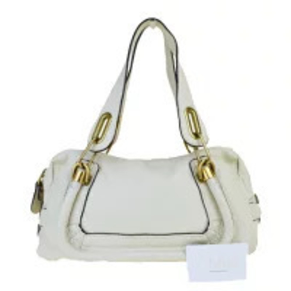 Chloe Paraty Shoulder Bag Handbag Ivory White Leather